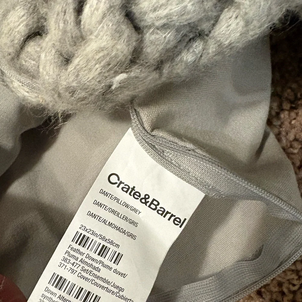 Like new Crate and barrel 23x23 inches Chunky Knit Gray Pillow Covers